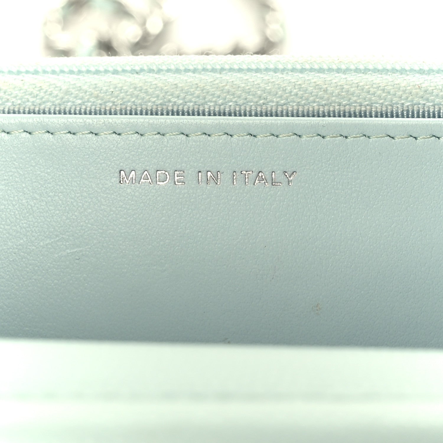 Chanel Caviar Quilted Wallet on Chain WOC Light Blue