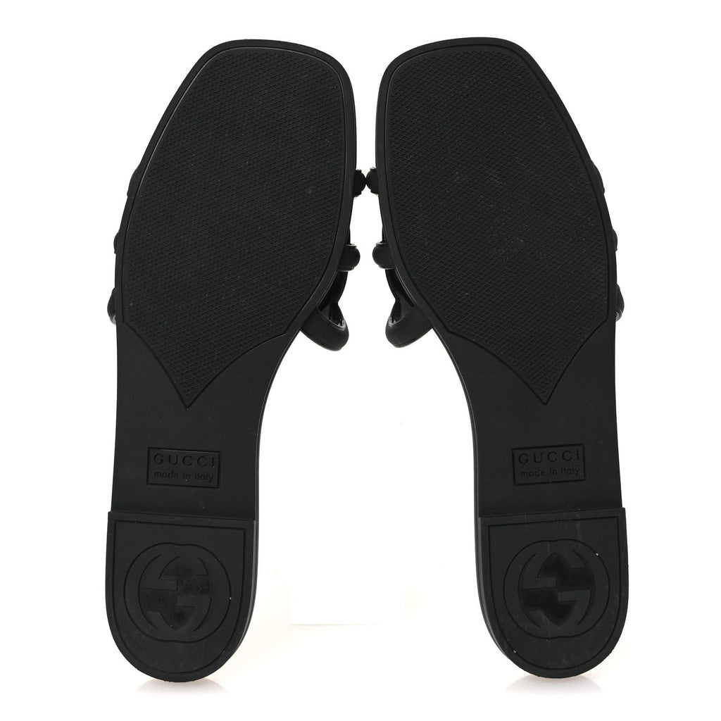 Gucci Rubber Interlocking G Womens Slide Sandals 38 Black