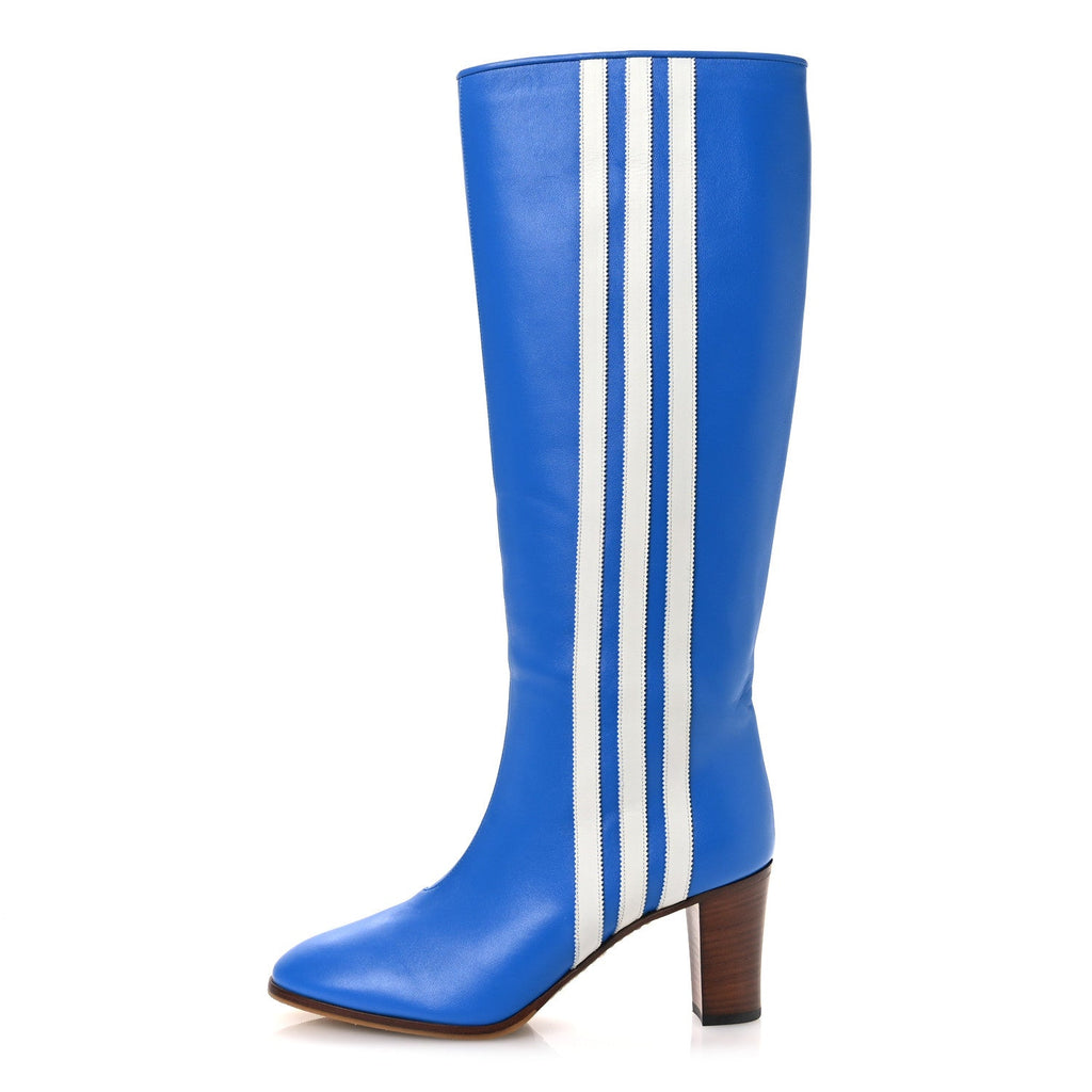 Gucci X ADIDAS Calfskin Elizabeth Knee Boots 39 Blue