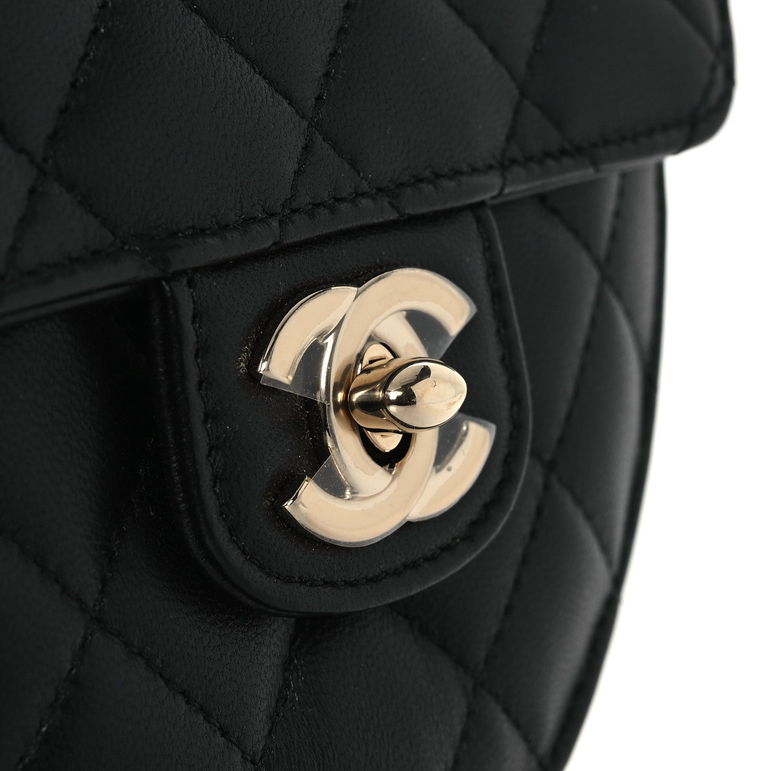 Chanel Lambskin Quilted CC In Love Heart Clutch With Chain Black