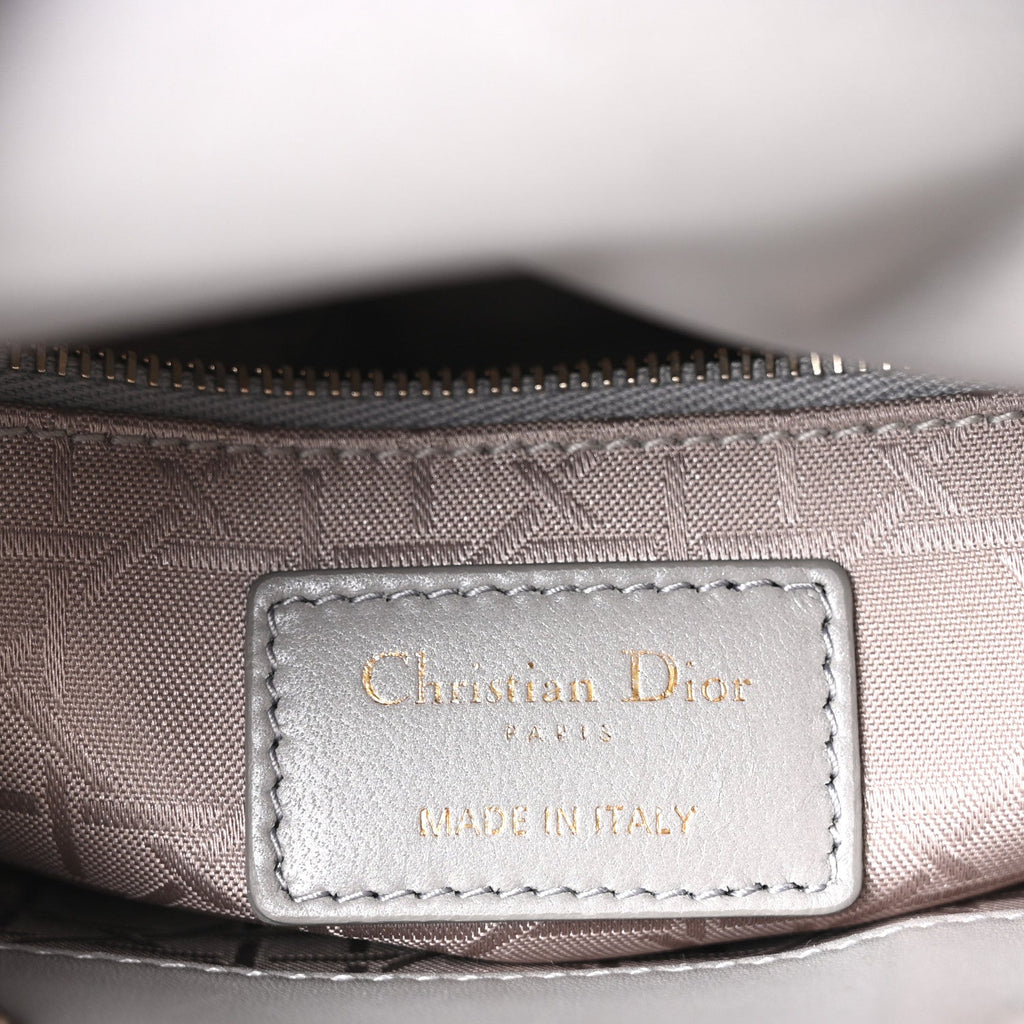 Christian Dior Lambskin Cannage Mini Lady Dior Gray Opaline
