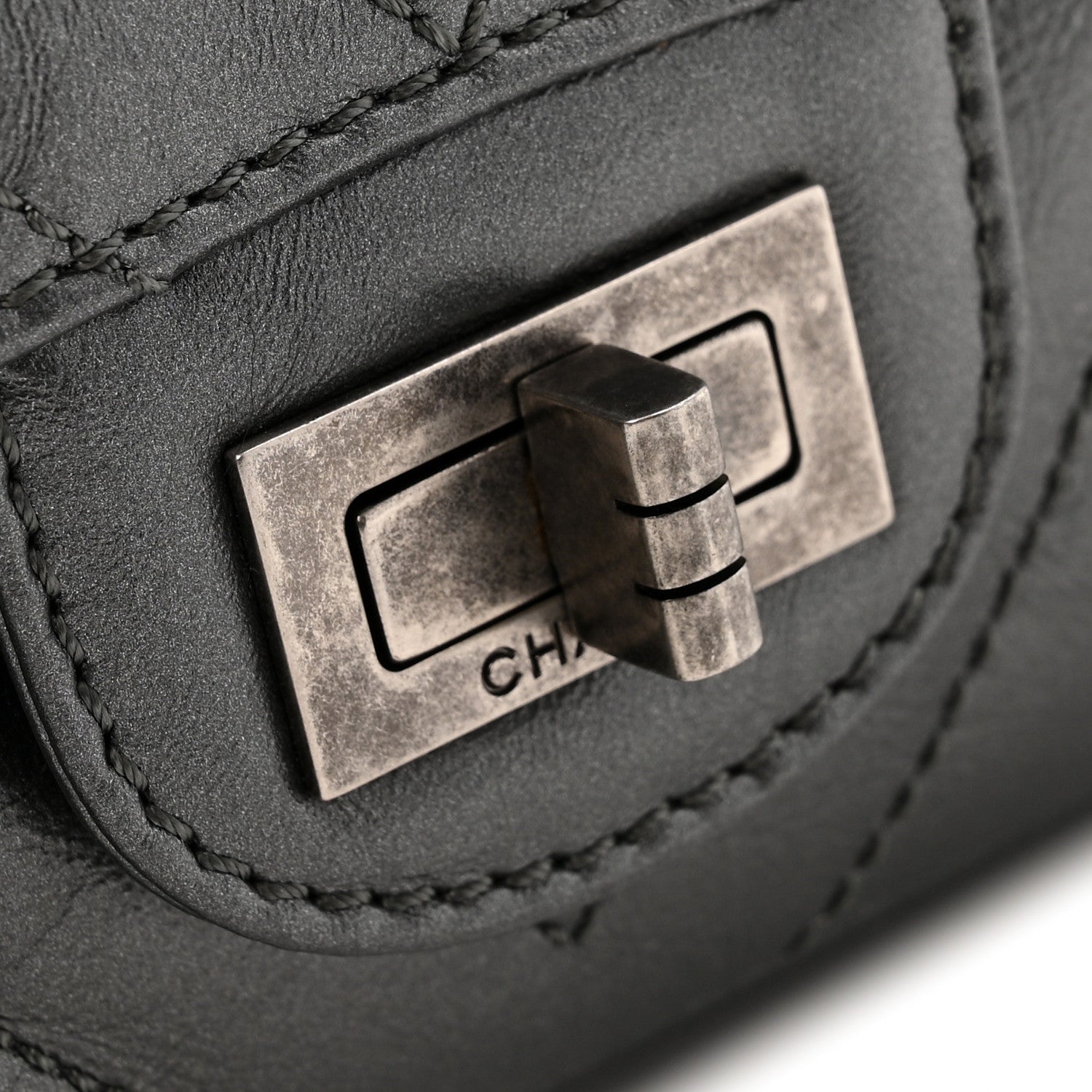 Chanel Metallic Aged Calfskin Chevron Quilted 2.55 Reissue Mini Flap Grey