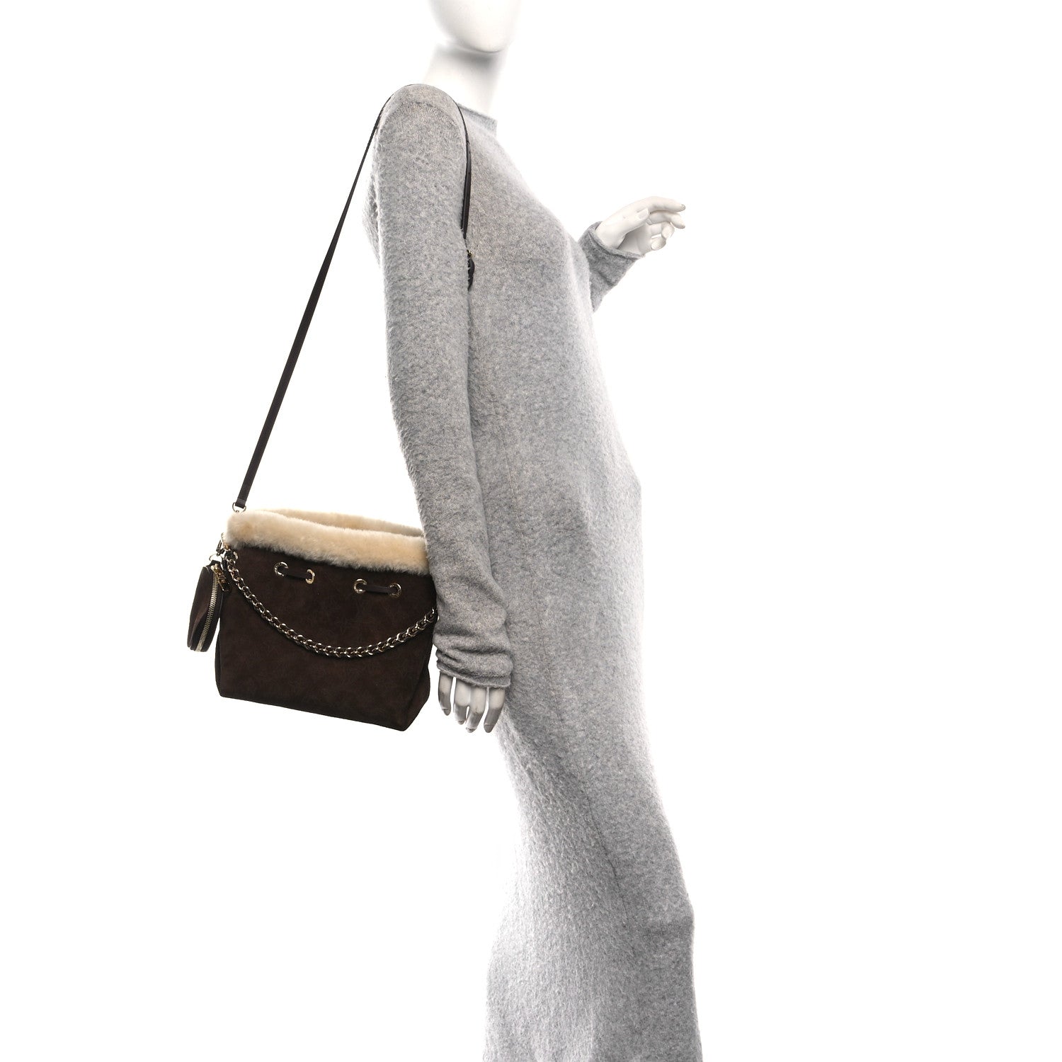 Louis Vuitton Suede Mahina Shearling Cozygram Bella Chocolate