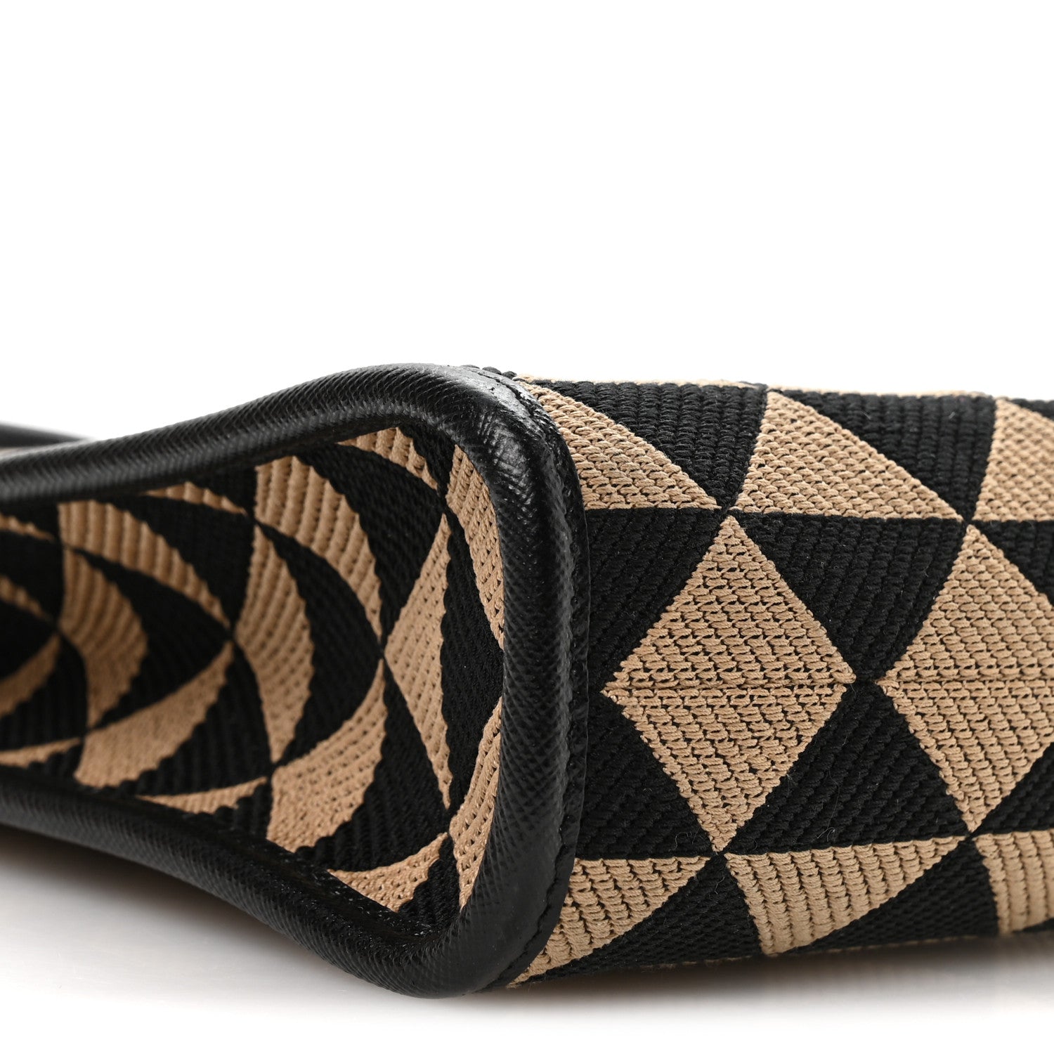Prada Jacquard Saffiano Triangolo Symbole Embroidered Mini Tote Black Corda