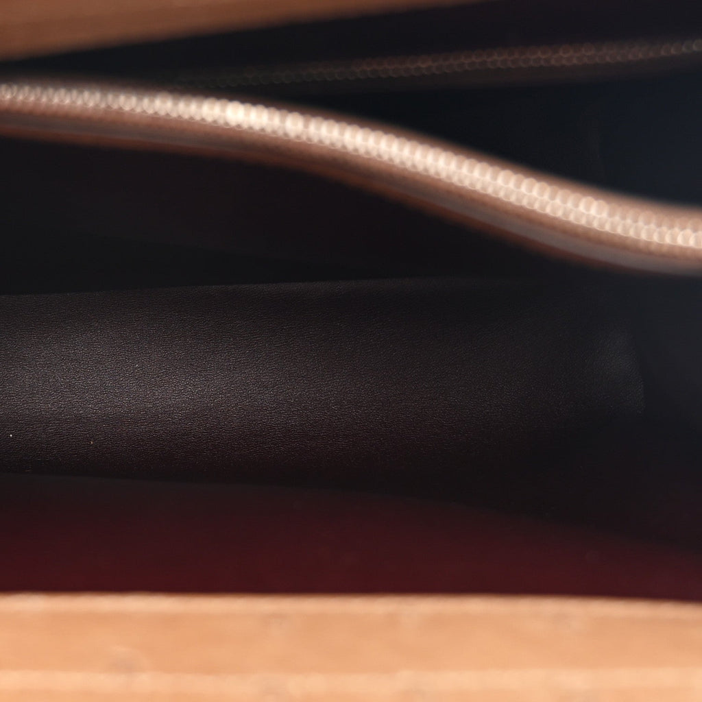 Gucci Ostrich Medium Zumi Top Handle Bag Brown