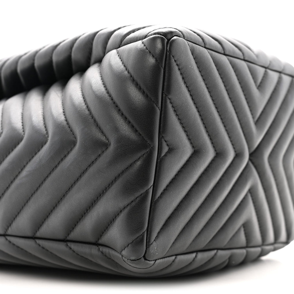 Chanel Lambskin Chevron Small Urban Spirit Drawstring Bag Black