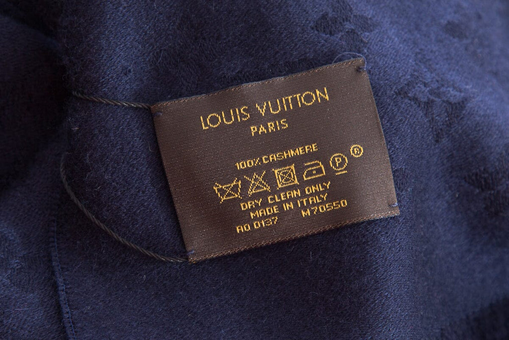 Louis Vuitton Navy Logo Cashmere Chale Scarf