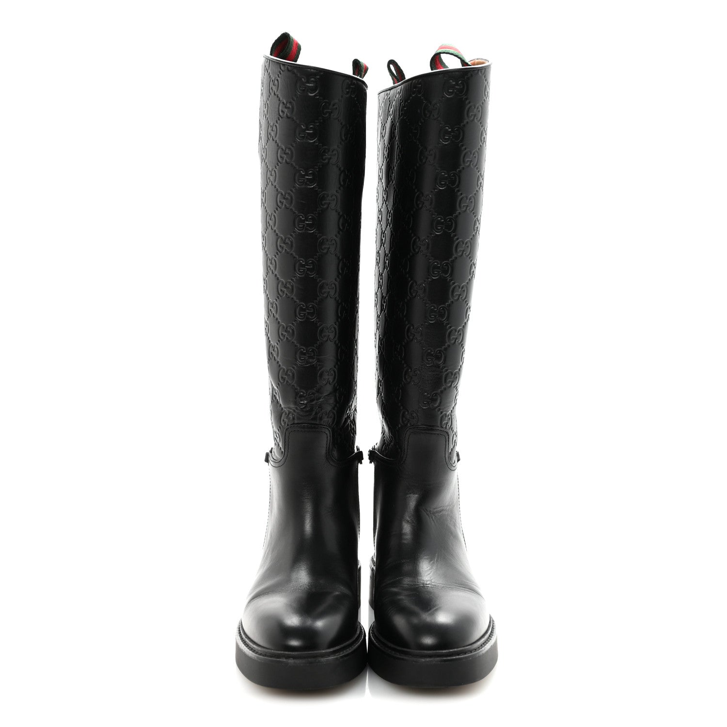 Gucci Guccissima Michelangelo Slim Horsebit Riding Boots 37 Black