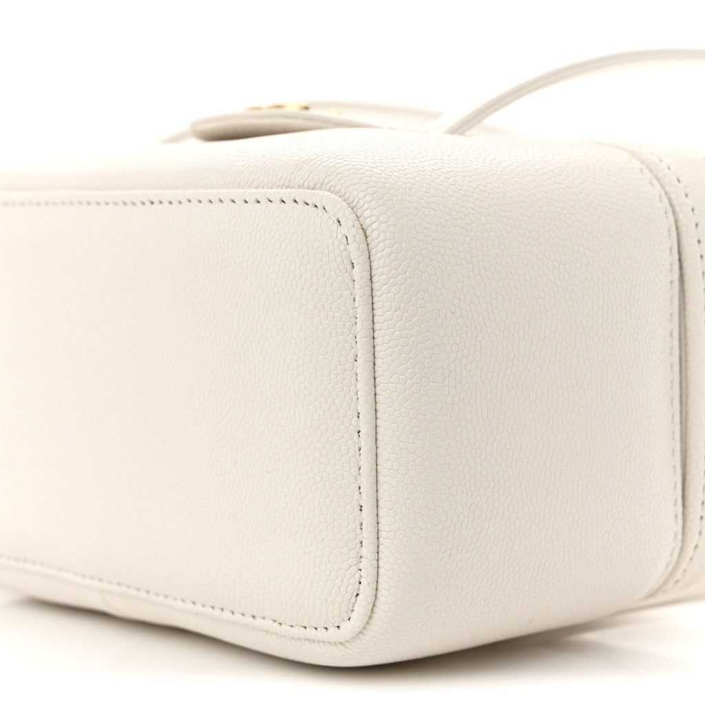 Chanel Shiny Caviar Preppy Coco Long Vanity With Strap White