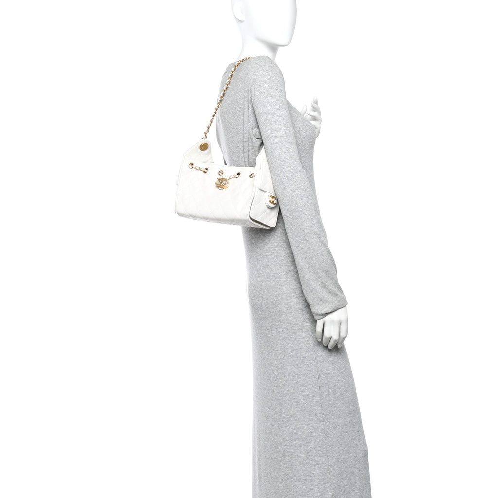 Chanel Caviar Quilted Mini Chanel 25 Handbag White