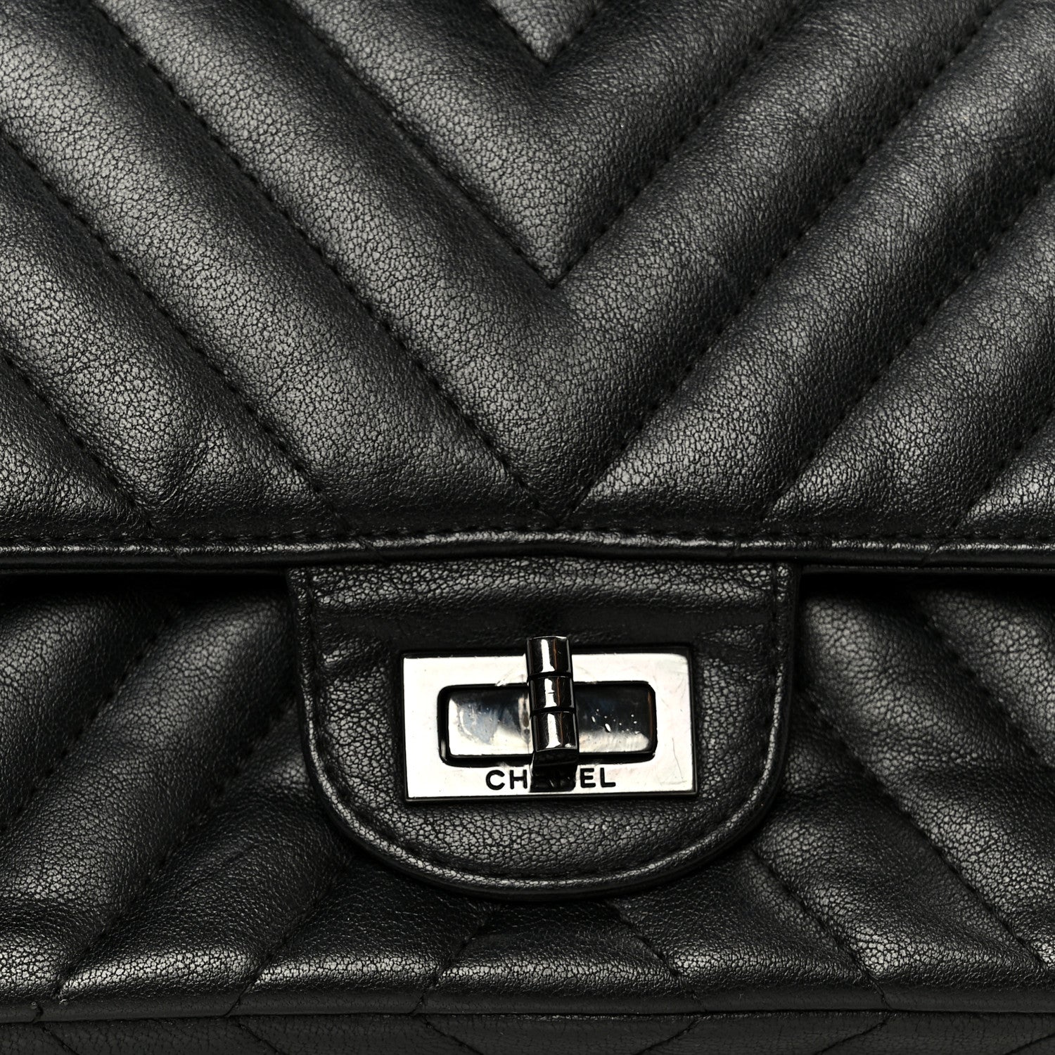 Chanel Sheepskin Chevron Quilted 2.55 Reissue 225 Double Flap So Black