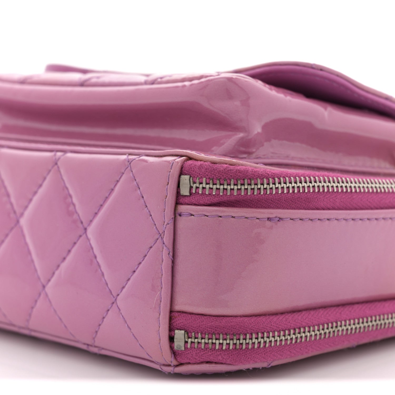 Chanel Patent Quilted Small Pocket Box Camera Case Purple