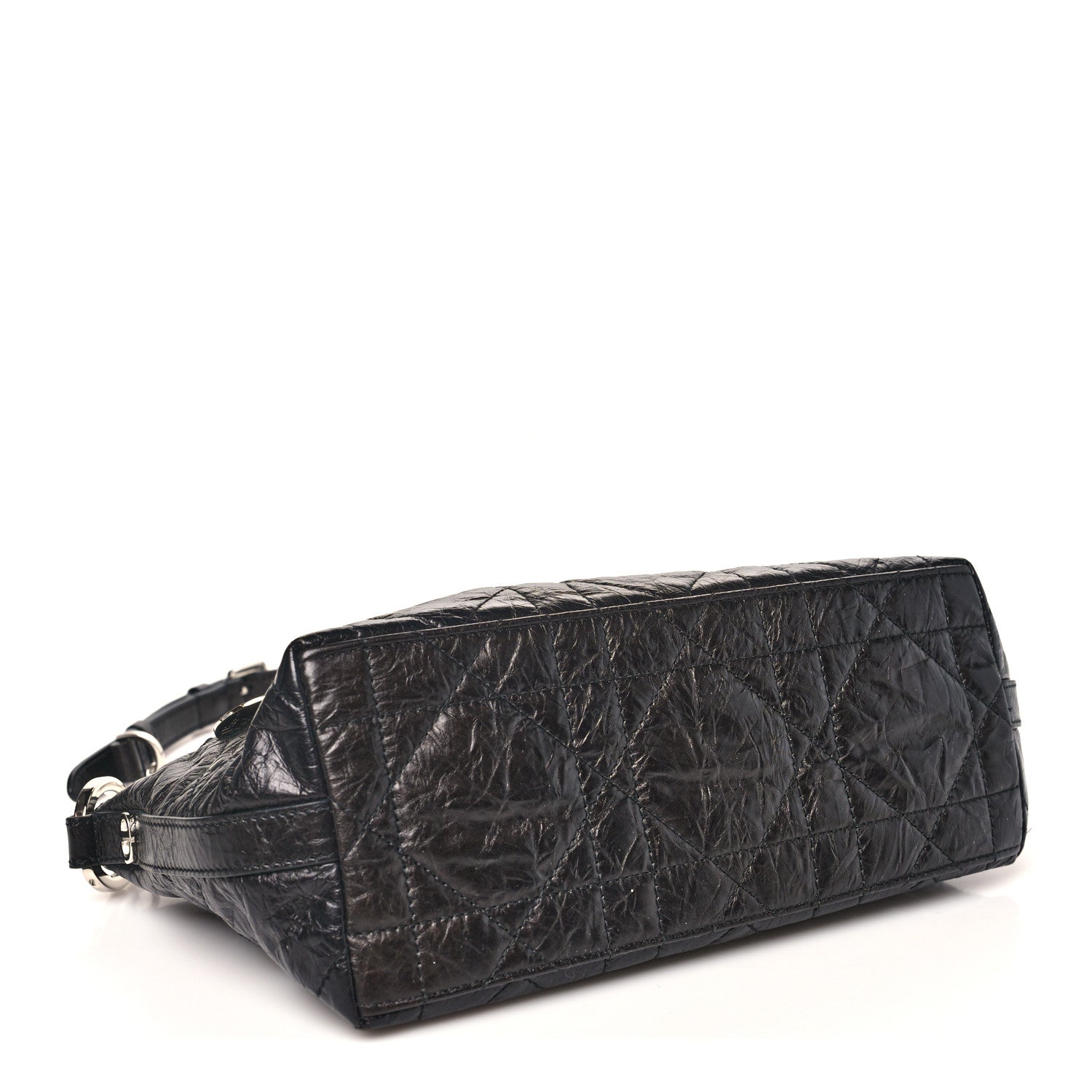 Christian Dior Crinkled Calfskin Macrocannage DiorStar Hobo Bag Black