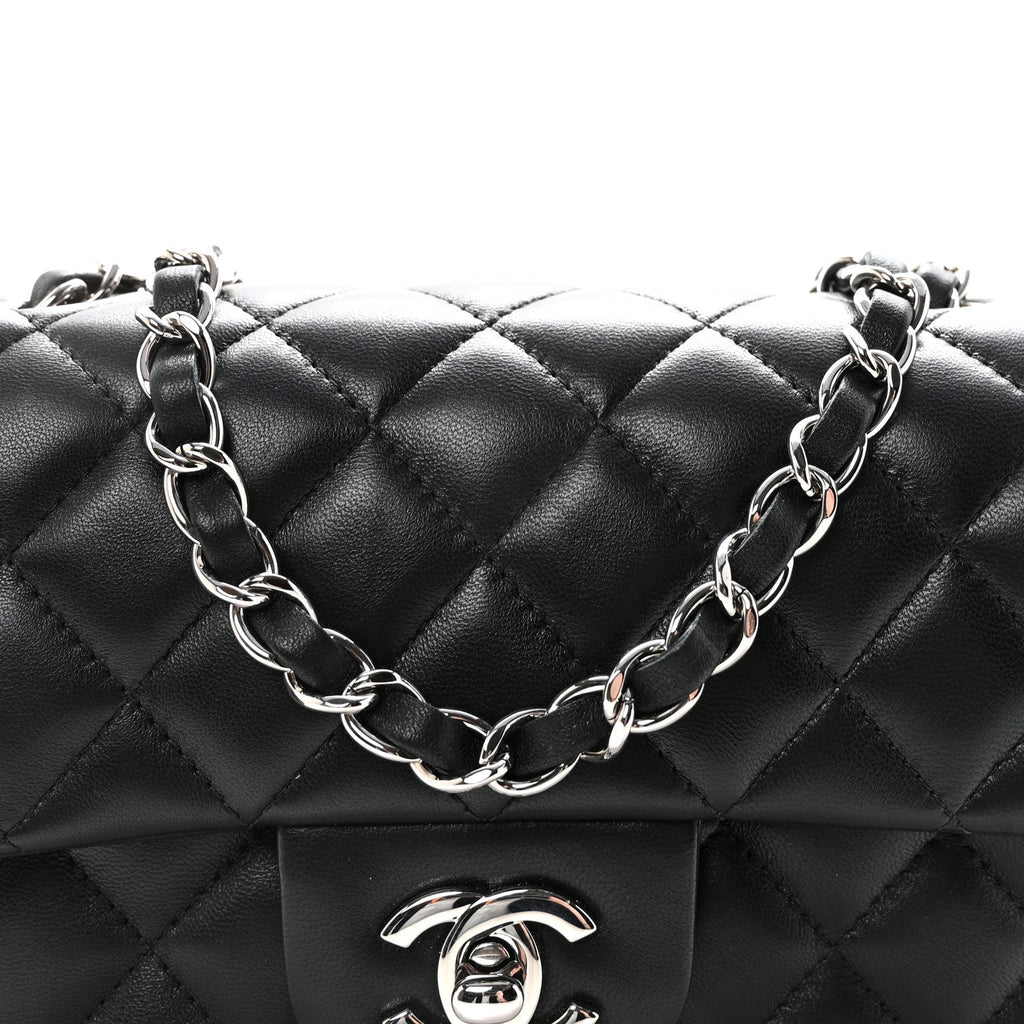 Chanel Lambskin Quilted Mini Rectangular Flap Black