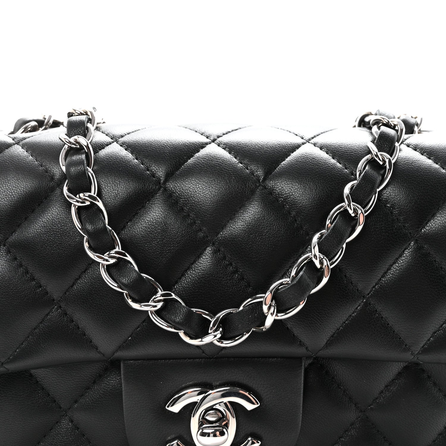 Chanel Lambskin Quilted Mini Rectangular Flap Black