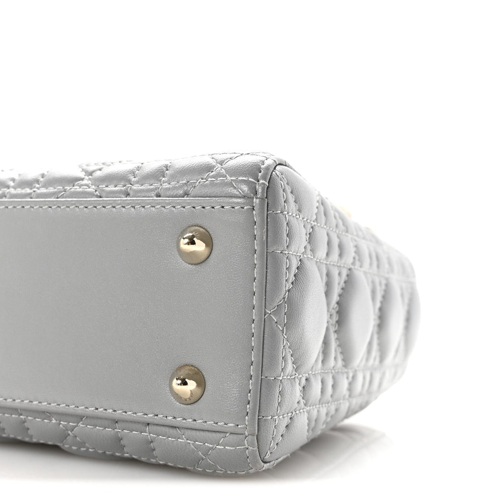 Christian Dior Lambskin Cannage Small My Lucky Badges My Lady Dior Grey