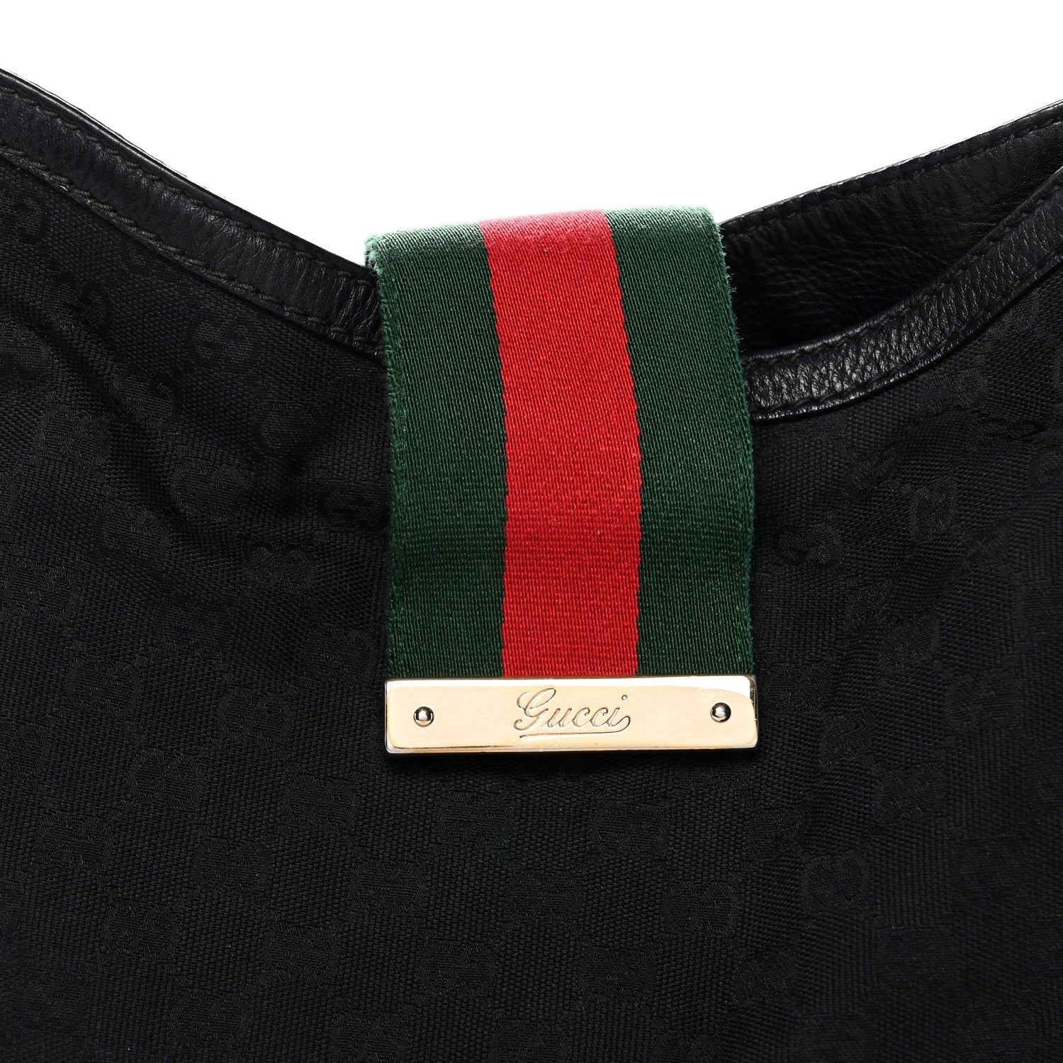 Gucci Monogram Large New Ladies Web Hobo Black