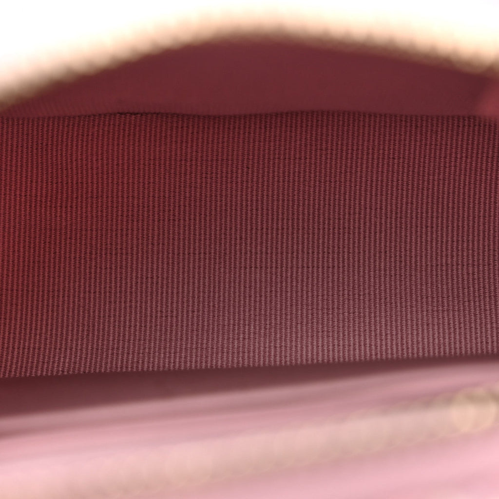 Chanel Tweed Quilted Mini Clutch With Chain Pink