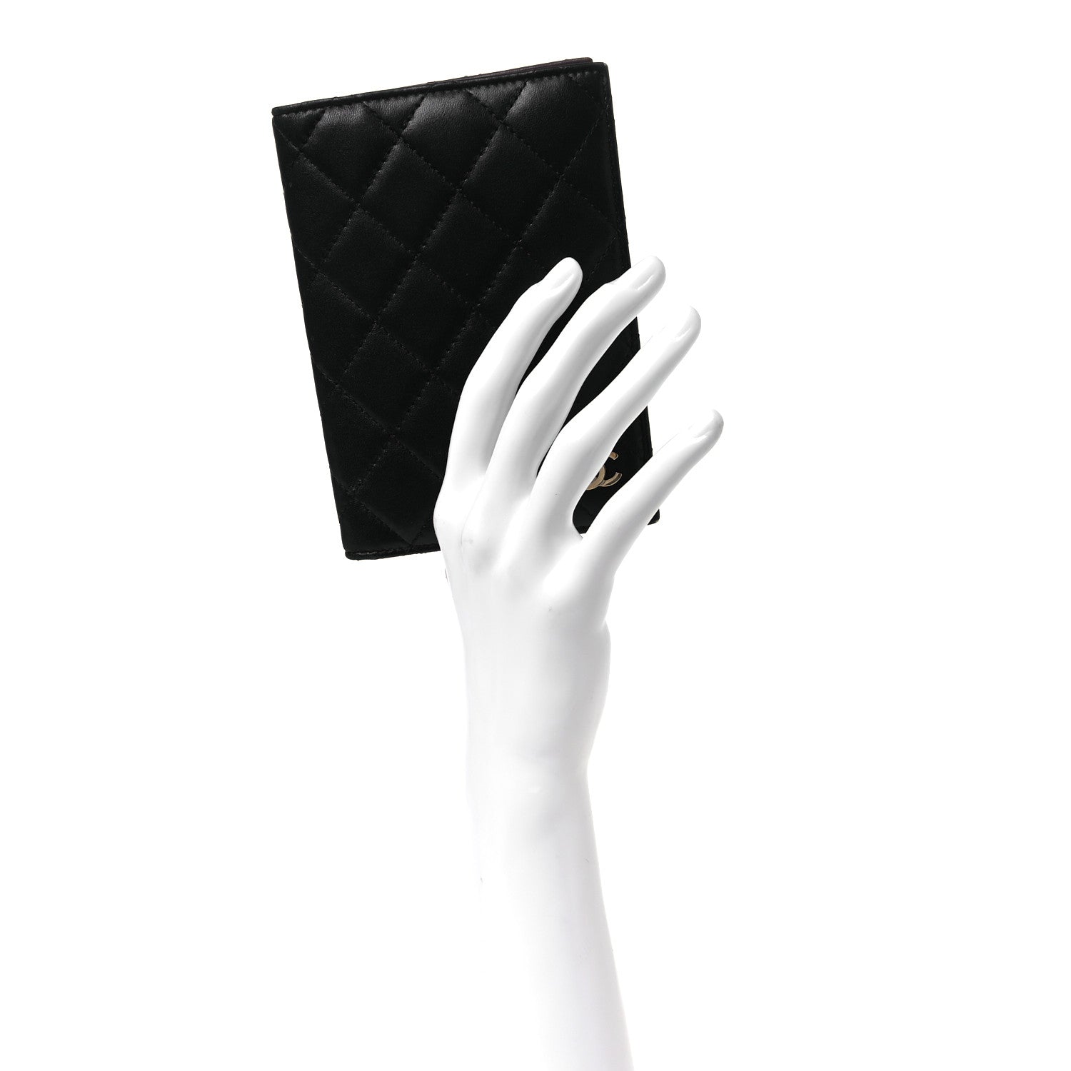 Chanel Lambskin Quilted Passport Holder Black