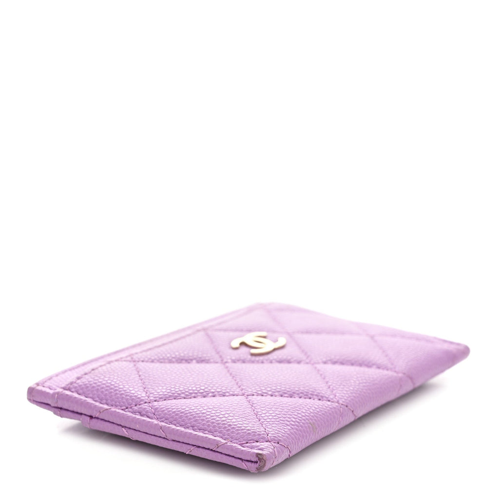 Caviar Quilted Card Holder Purple
