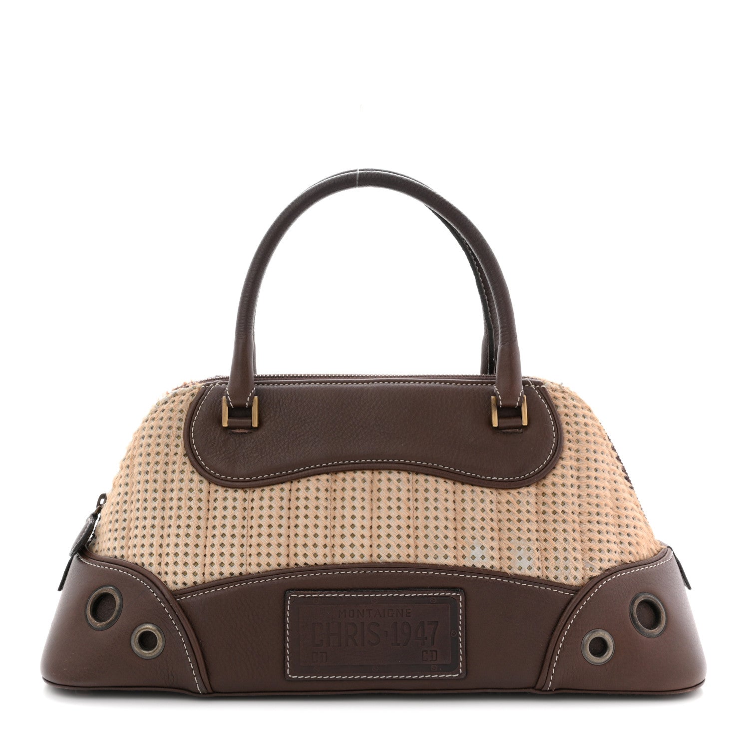 Christian Dior Pony Hair Calfskin Cadillac Tote Brown