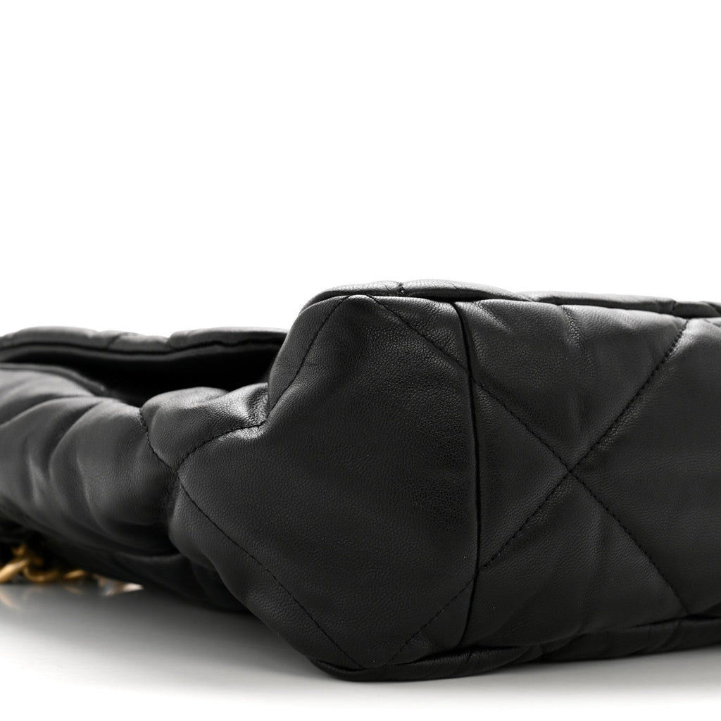 Chanel Goatskin Quilted Maxi Chanel 19 Flap Black