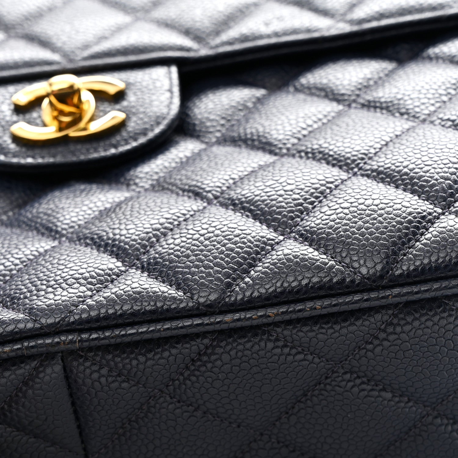Chanel Caviar Quilted CC Shoulder Bag Navy