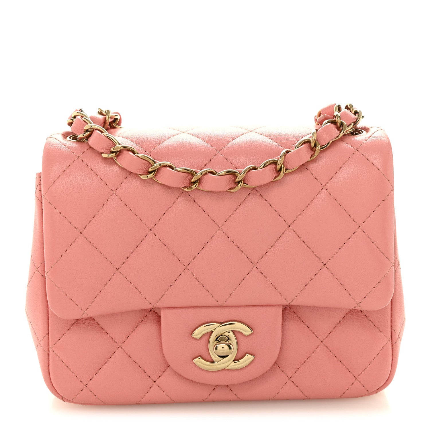 Chanel Lambskin Quilted Mini Square Flap Pink