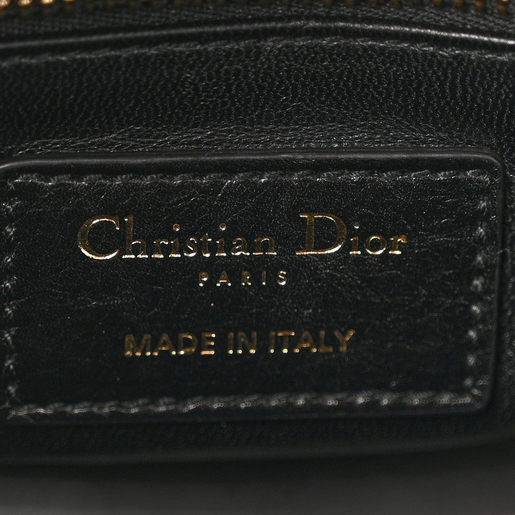 Christian Dior Calfskin Beaded Mini Lady Dior Black