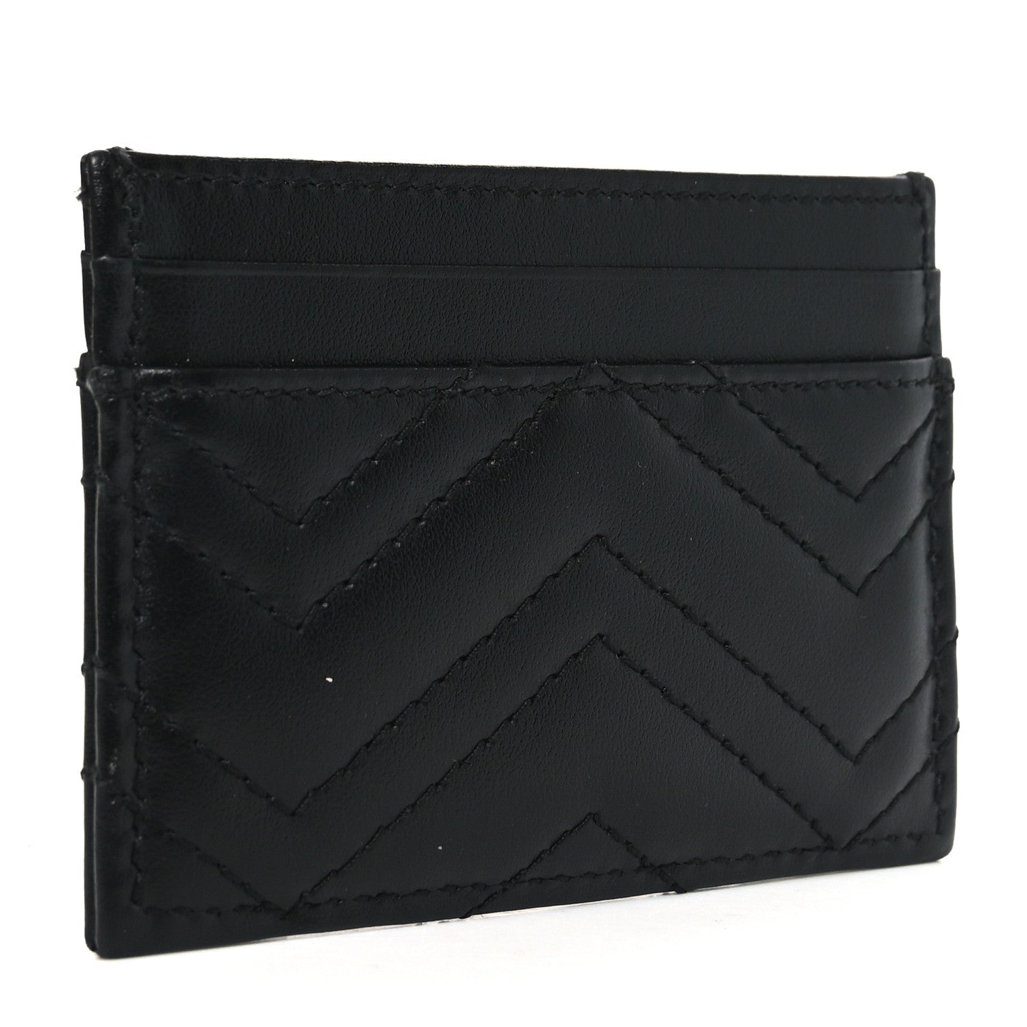 Gucci Calfskin Matelasse GG Marmont Card Holder Black