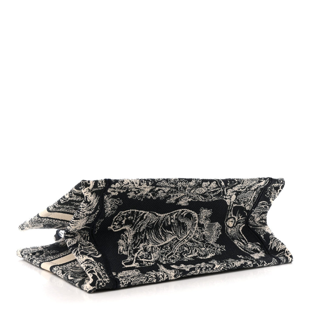 Christian Dior Canvas Embroidered Small Dioriviera Toile De Jouy Book Tote Blue