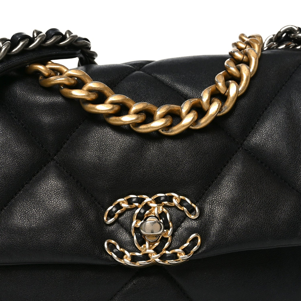 Chanel Lambskin Quilted Medium Chanel 19 Flap Black