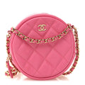 Chanel Caviar Quilted Round Clutch With Chain Pink