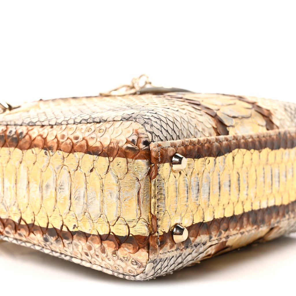 Christian Dior Snakeskin Mini Lady Dior Beige Gold