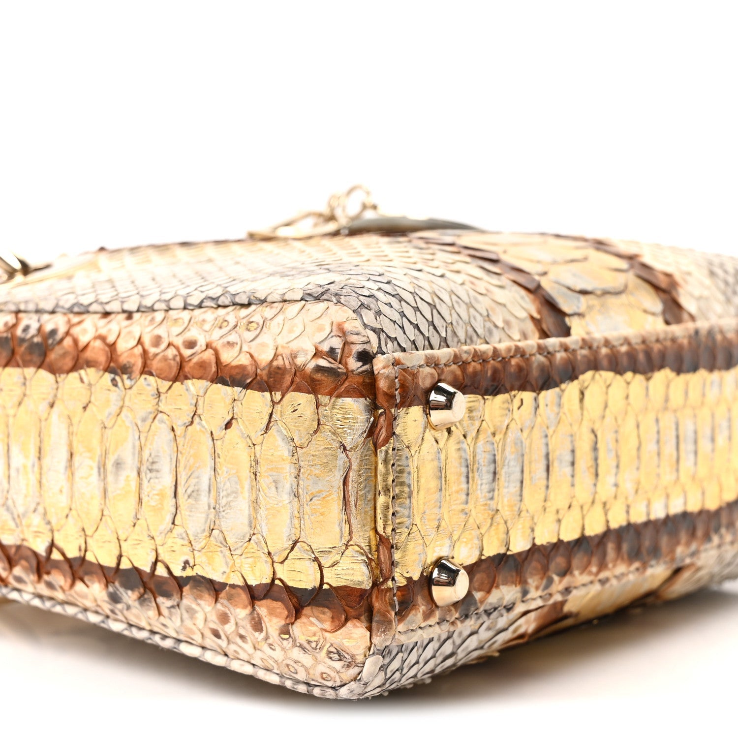 Christian Dior Snakeskin Mini Lady Dior Beige Gold