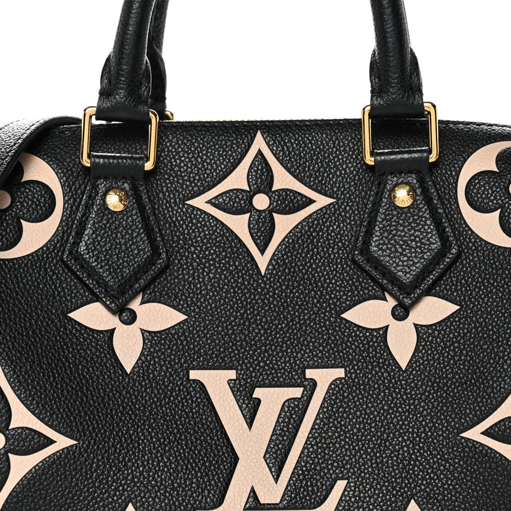 Louis Vuitton Empreinte Monogram Giant Speedy Bandouliere 25 Black Beige