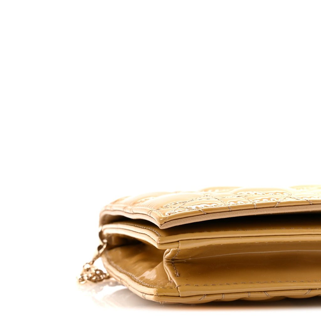 Christian Dior Patent Cannage Lady Dior Convertible Clutch Beige