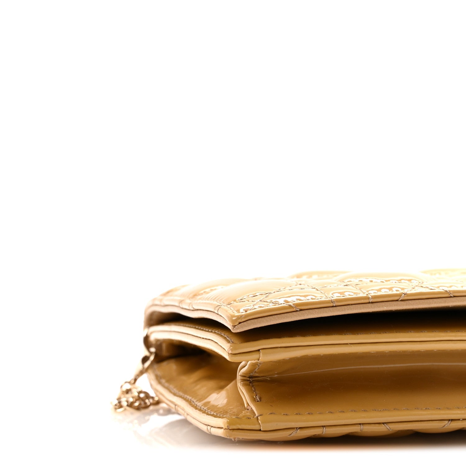 Christian Dior Patent Cannage Lady Dior Convertible Clutch Beige