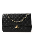 Chanel Lambskin Quilted Jumbo Double Flap Black