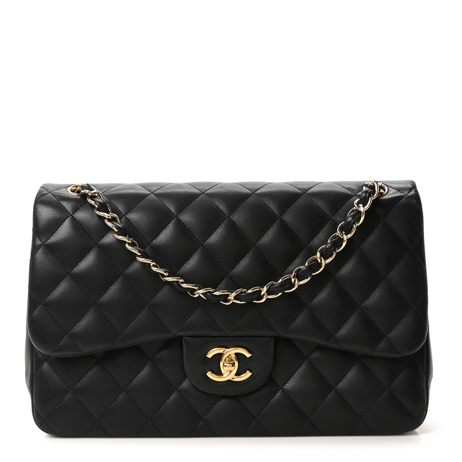 Chanel Lambskin Quilted Jumbo Double Flap Black