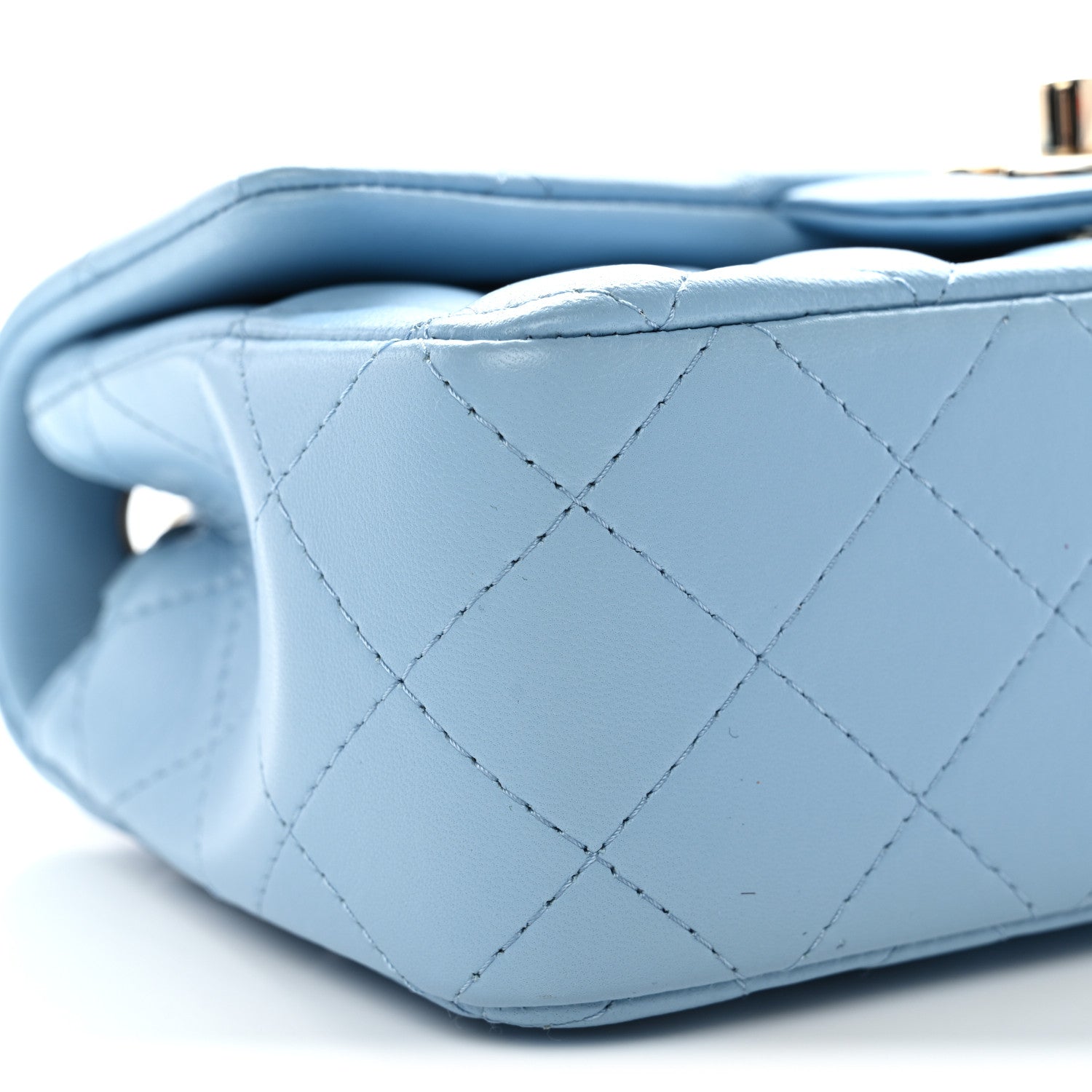 Chanel Lambskin Quilted Mini Rectangular Flap Light Blue