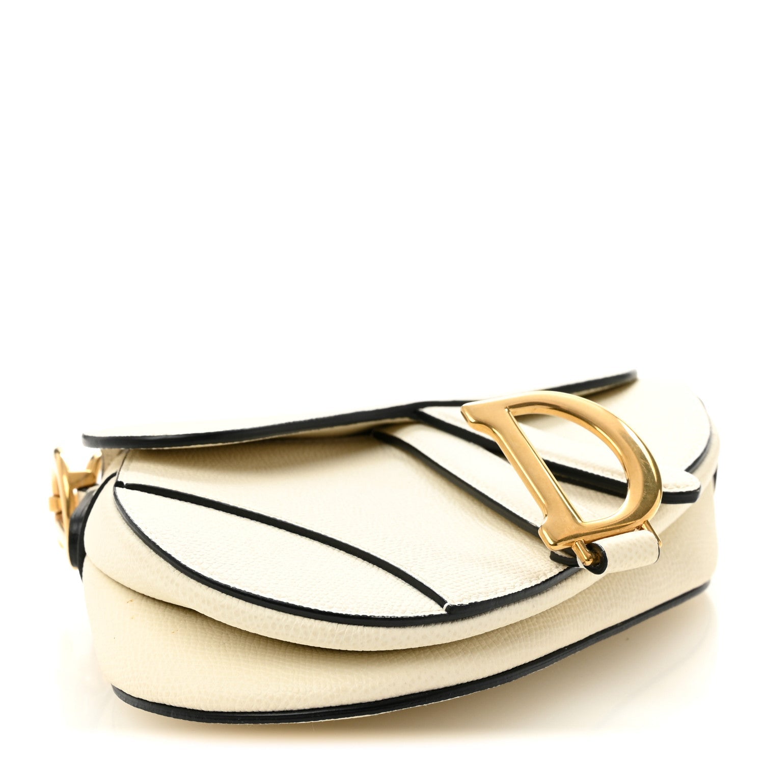 Christian Dior Grained Calfskin Mini Saddle Bag White