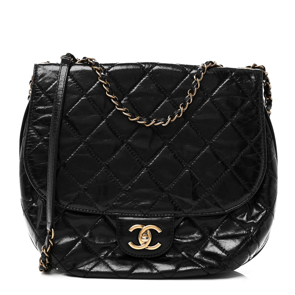 Chanel Glazed Calfskin Quilted Medium Bubble CC Flap Black