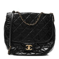 Chanel Glazed Calfskin Quilted Medium Bubble CC Flap Black