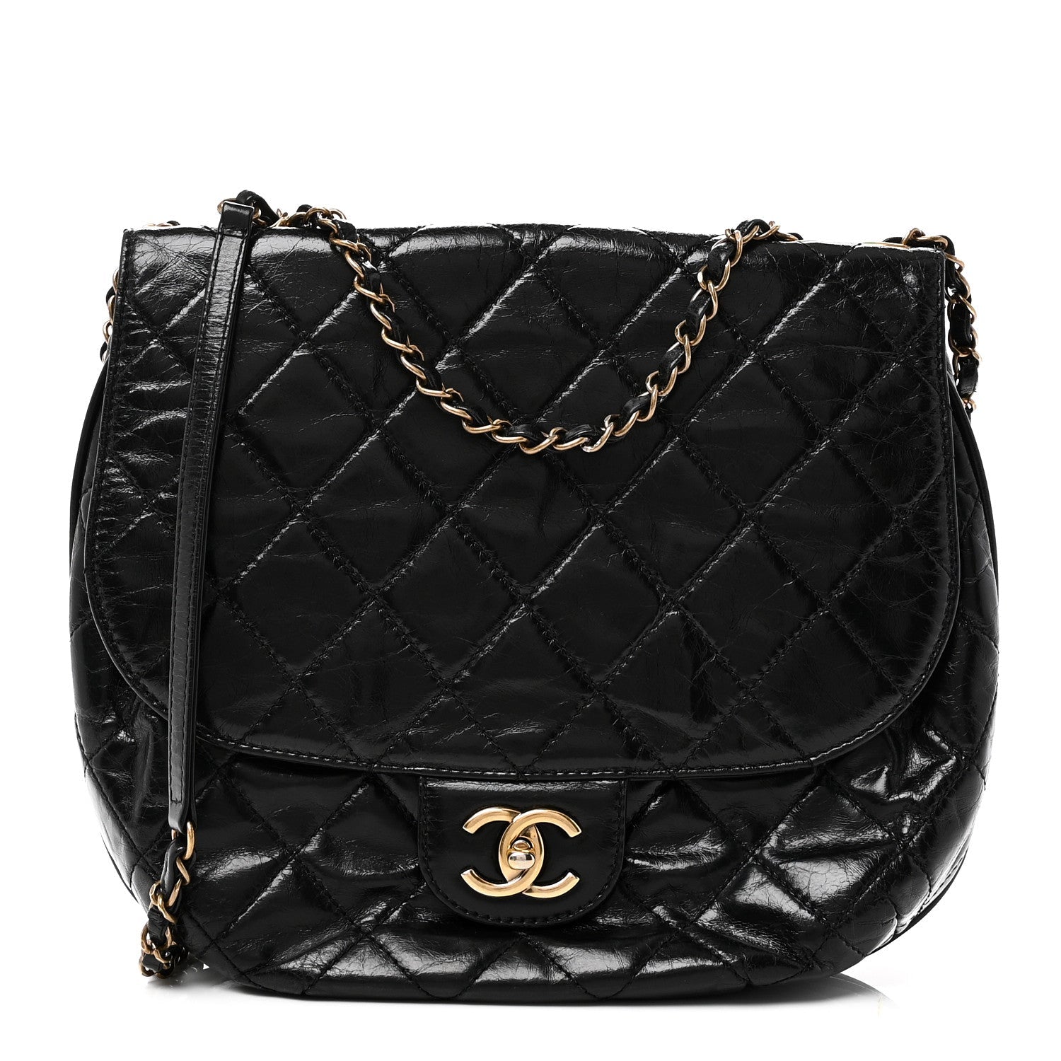 Chanel Glazed Calfskin Quilted Medium Bubble CC Flap Black