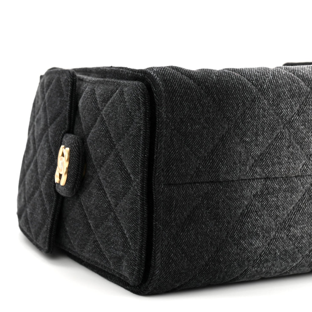 Chanel Washed Denim Quilted Small Chanel 25 Handbag Black