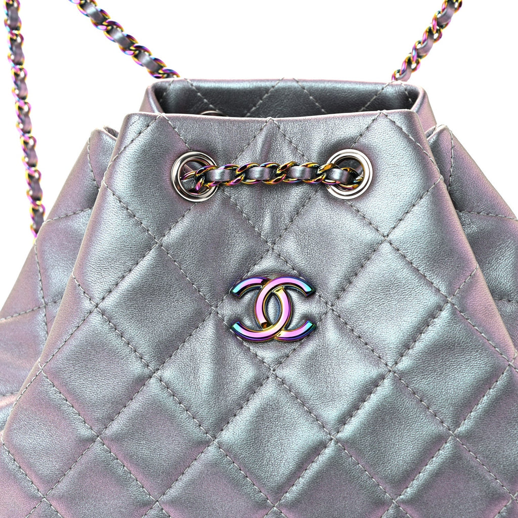 Chanel Iridescent Aged Calfskin Quilted Gabrielle Backpack Light Purple