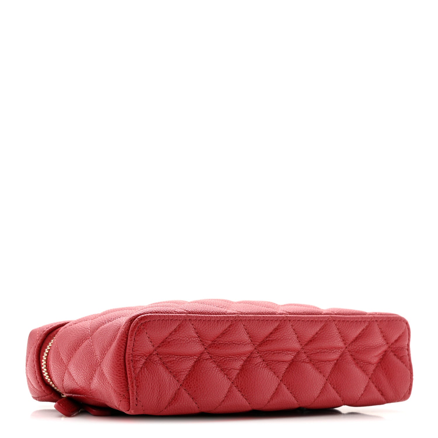 Chanel Caviar Quilted Top Handle Slim Vanity With Chain Red