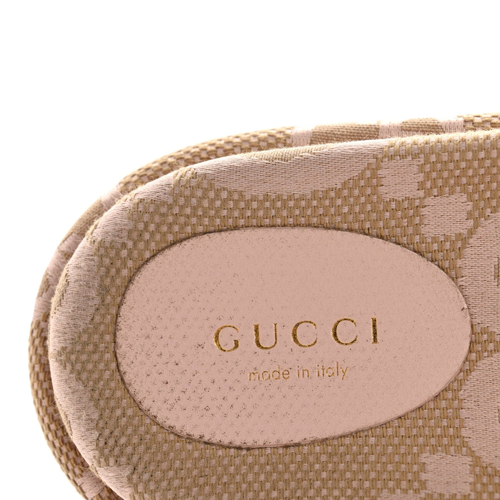 Gucci Monogram Jumbo GG Angelina Platform 55mm Slide Sandals 39.5 Beige Perfect Pink