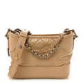 Chanel Aged Calfskin Quilted Small Gabrielle Hobo Beige
